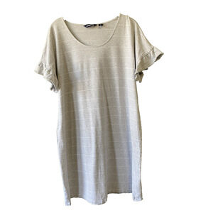 Lands End Dress Womens Size XL Casual Gray & White Stripe Knee Length Pullover